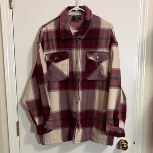 Women's Plaid Button Down Shirt - Red and Cream